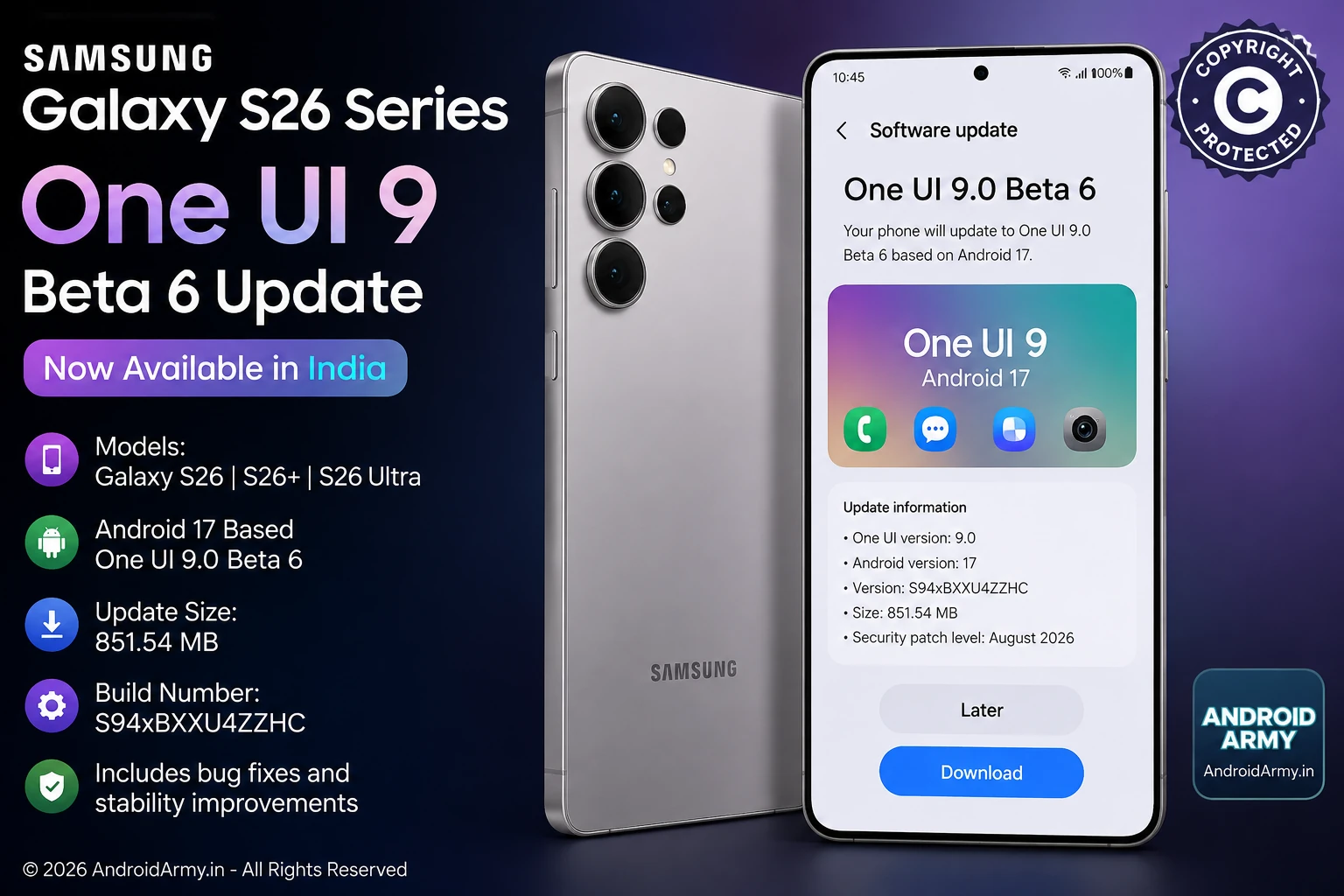 Galaxy S26 One UI 9 Beta 6 Released in India