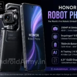 **Image Alt Text:** `HONOR Robot Phone with 200MP robotic gimbal camera, Snapdragon 8 Elite Gen 5, 7060mAh battery and AI features`